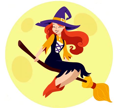 Flying witchy cartoon